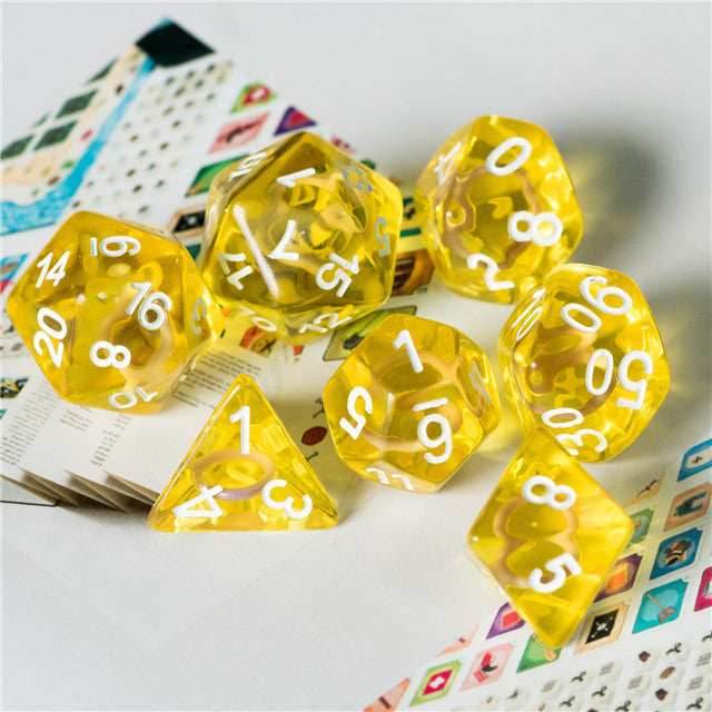 Yellow Circle / Gold Hedgehog Ring Dice 11-Dice Set RPG - 