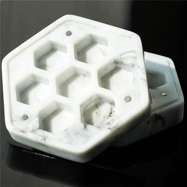 Resin Hexagon Box for Dnd Dice Case (White & Black） - 
