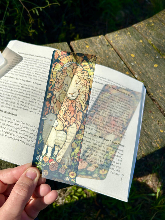 Lion and the Lamb Bookmark – Christian Faith Gift, Biblical Symbolism, Religious Inspirational, Peace and Strength, Unique Book Accessory