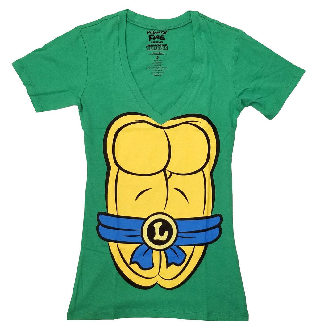 Teenage Mutant Ninja Turtles Leonardo Costume With Mask Junior V Neck T-Shirt - S