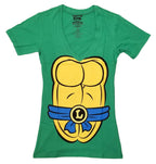 Teenage Mutant Ninja Turtles Leonardo Costume With Mask Junior V Neck T-Shirt - S