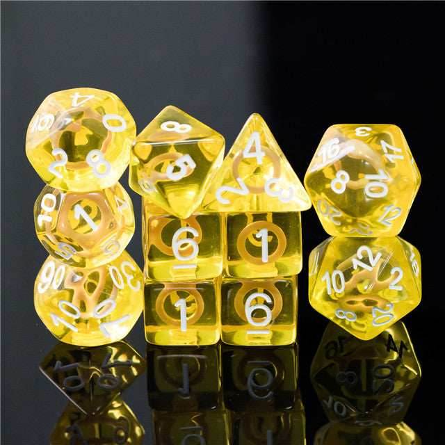 Yellow Circle / Gold Hedgehog Ring Dice 11-Dice Set RPG - 
