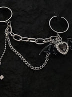 'Bat Doll' Kawaii Goth bat Wings & Cross Rings Set