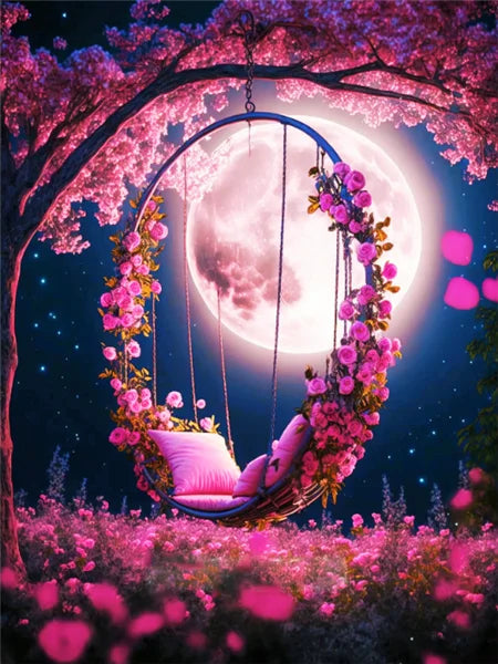 AB Fairy Dust Embroidery Moon Tree Fantasy Landscape DIY 5D Diamond Painting House Cross Stitch Kits Rhinestone Pictures Art