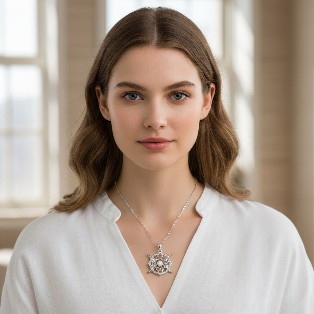 Opal-Encrusted Diamond Celtic Knot Necklace
