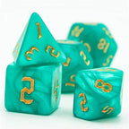 Seafoam Macaron 7-Dice Blend Set w/Gold Numbers - 