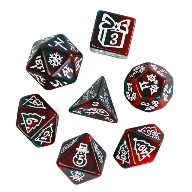 Green/Red Christmas Dice w/White Presents Trees Snowman Holiday Festive - 
