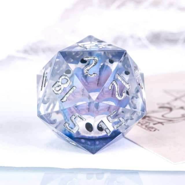 Purple Beholder 22mm D20 DND Roll a D20 Dice Handmade Sharp Resin - 