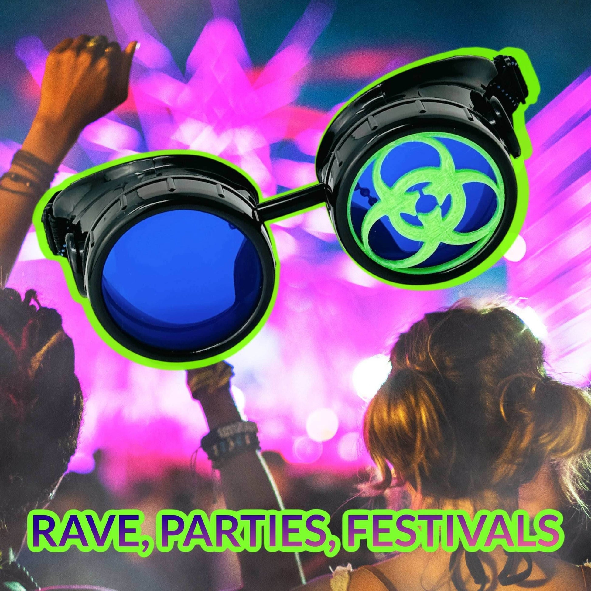 Steampunk Mad Scientist goggles biohazard cosplay glasses - red