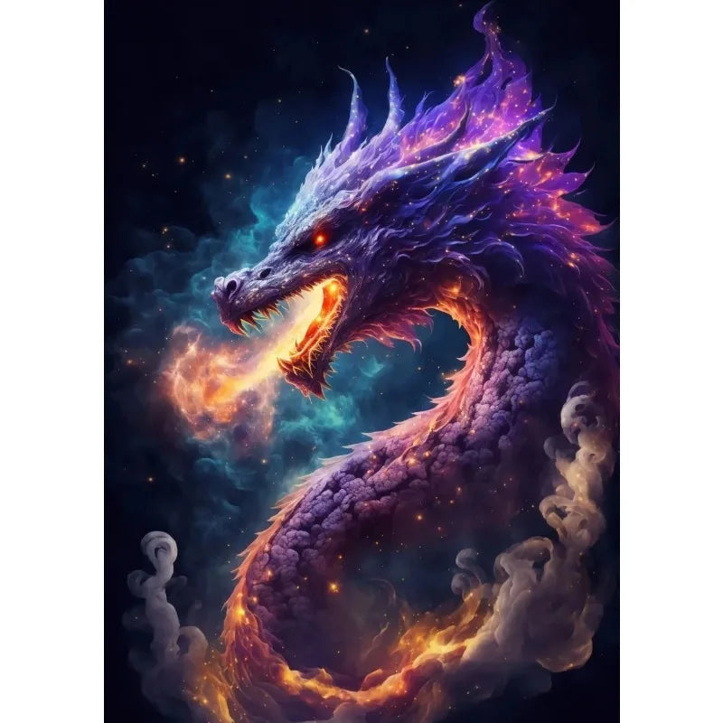 Abstract Fantasy Animals Black Dragon Poster Canvas Painting Oriental Dragon Wall Art Pictures Living Room Home Decor Gift