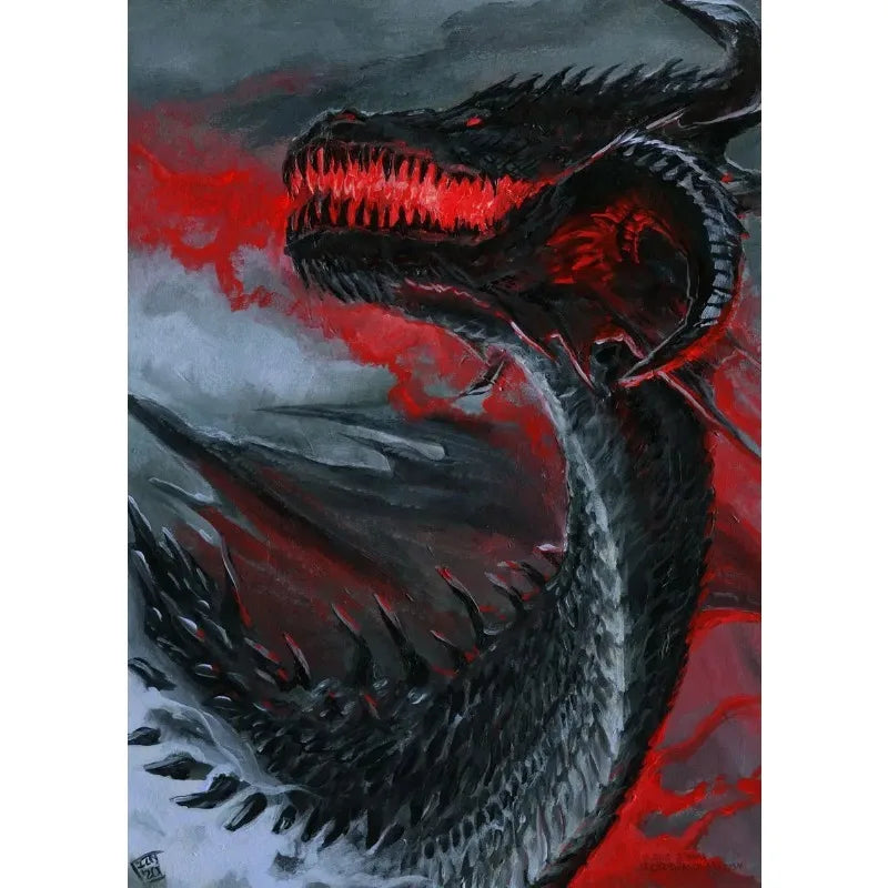 Abstract Fantasy Animals Black Dragon Poster Canvas Painting Oriental Dragon Wall Art Pictures Living Room Home Decor Gift