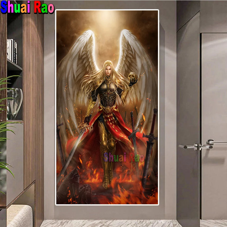 Absurdres Angel Girl Wings Armor Diamond Painting Fantasy Art Gothic Angels Diy Rhinestone Picture Cross Stitch Kits Home Decor