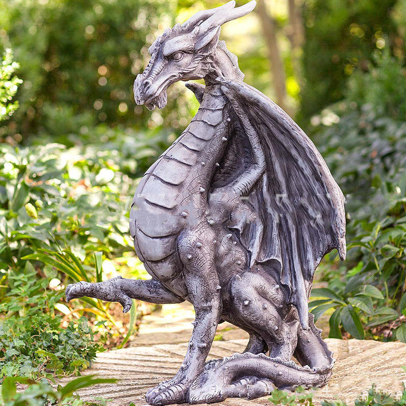 Statue de Dragon volant médiéval, ornements artisanaux en résine pour jardinage extérieur