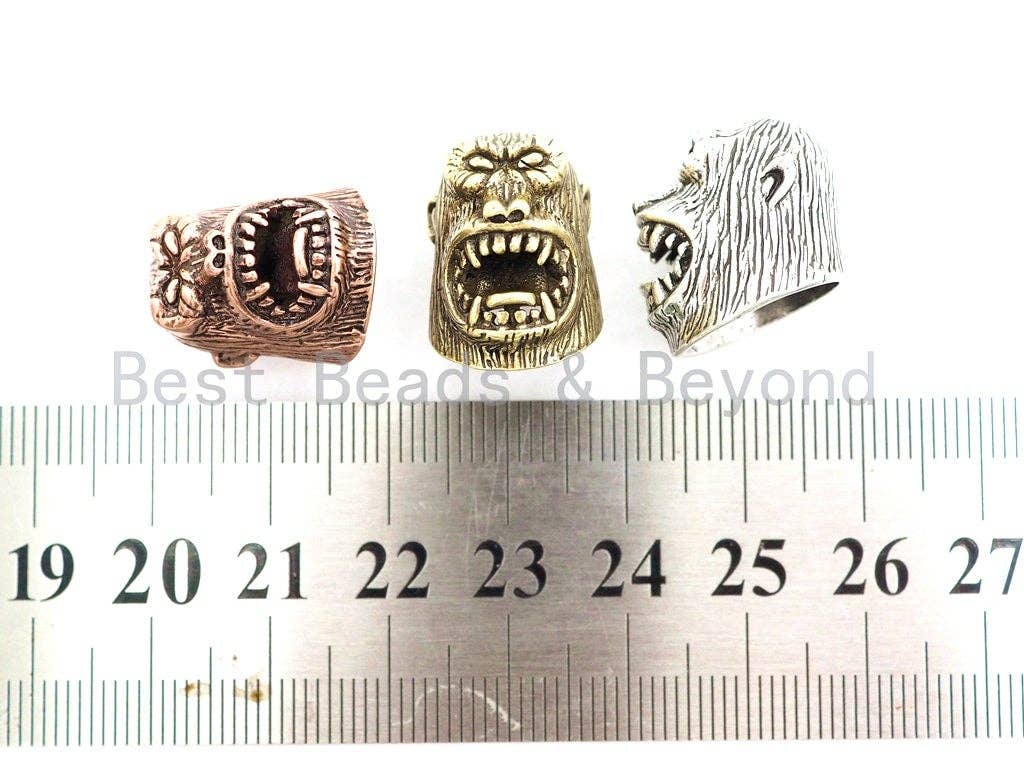 Antique Gorilla Head Bead, For 550 Paracord EDC Survival Bracelet, Men's Bracelet Beads, Paracord KeyChain Beads,14x20x17mm,1pc,sku#Y127