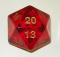 55mm Transparent D20 (Ruby w/ Gold) Spin-Down Die - 