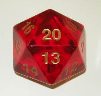 55mm Transparent D20 (Ruby w/ Gold) Spin-Down Die - 