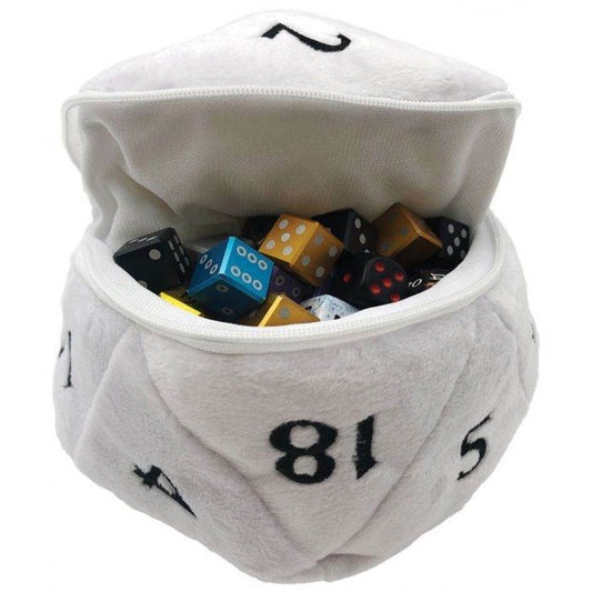 D20 Plush Dice Bag - White - 