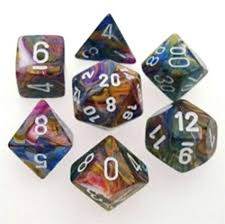 Festive Polyhedral Carousel/White 7-Die Set - Role-Players