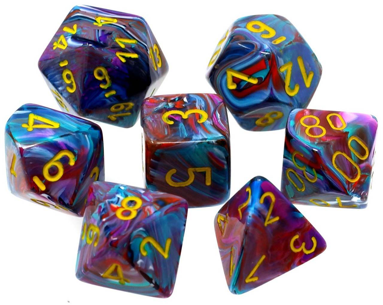 Festive Polyhedral Mosaic Yellow 7-die set - Role-Players