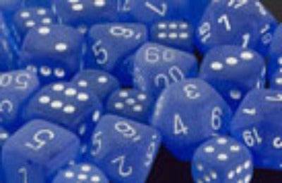 Frosted Polyhedral Blue/White 7-Die Set - 