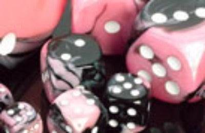 Gemini 2 Polyhedral Black-Pink w/White 7 Die Set - Role-Players