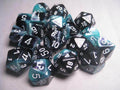 Gemini 5 Polyhedral Black Shell/White 7-Die Set - Role-Players