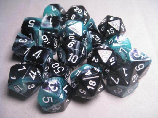 Gemini 5 Polyhedral Black Shell/White 7-Die Set - 