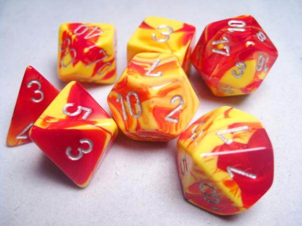 Gemini 5 Polyhedral Red Yellow/Silver 7-Die Set - Role-Players