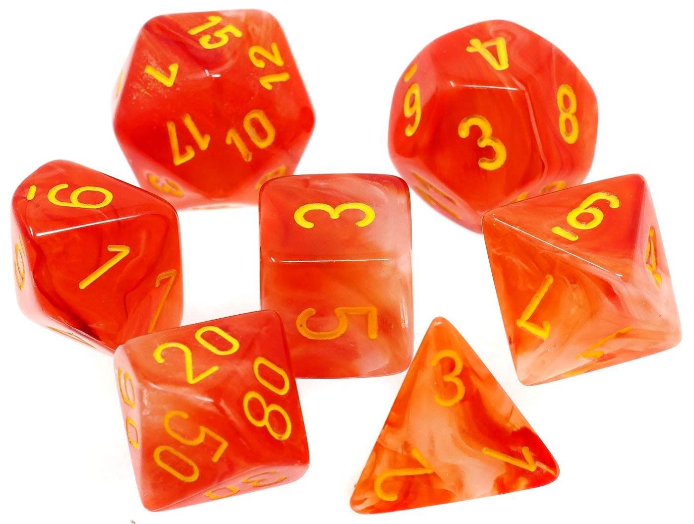 Ghostly Glow Polyhedral Orange/Yellow 7-die set - 