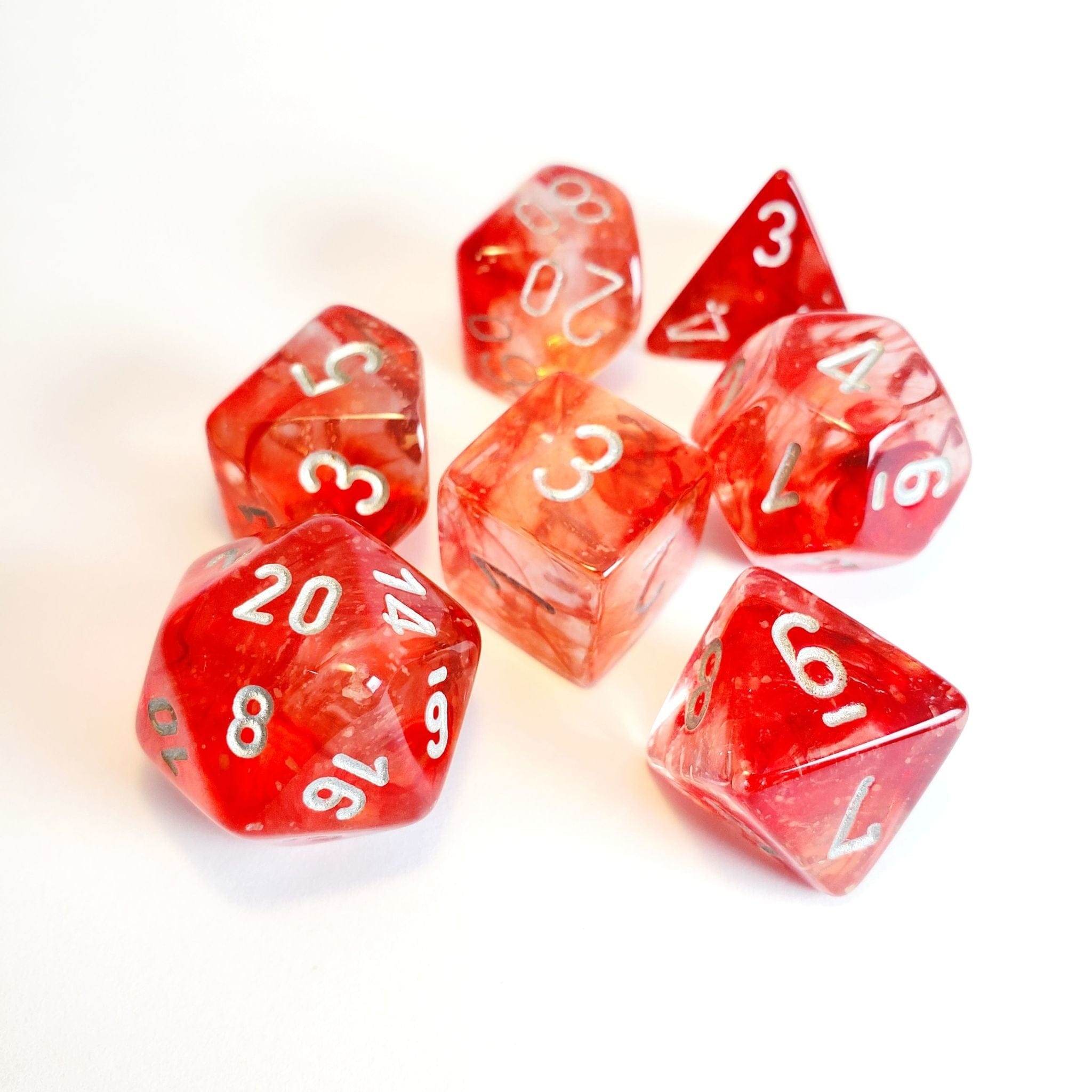 Nebula Polyhedral Luminary Red/Silver 7-Die Set - Role-Players
