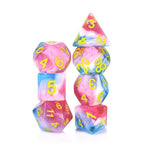 Glacier Rose 7-Dice Set by HengdaDice RPG Dice Red/White/Blue - 
