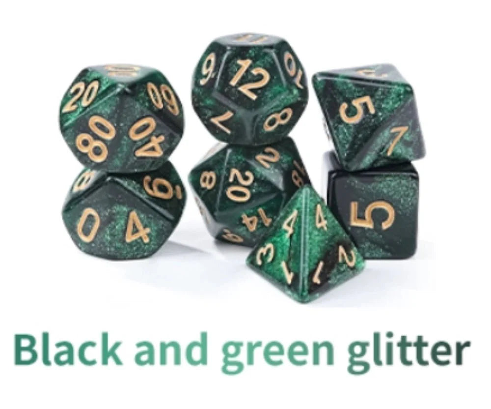 Acrylic Star Glitter DND Dice Set + Dice Tray