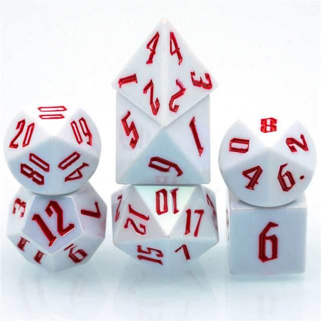 Peppermint White Colorful DND Dice (White&Red) 7-Dice - 