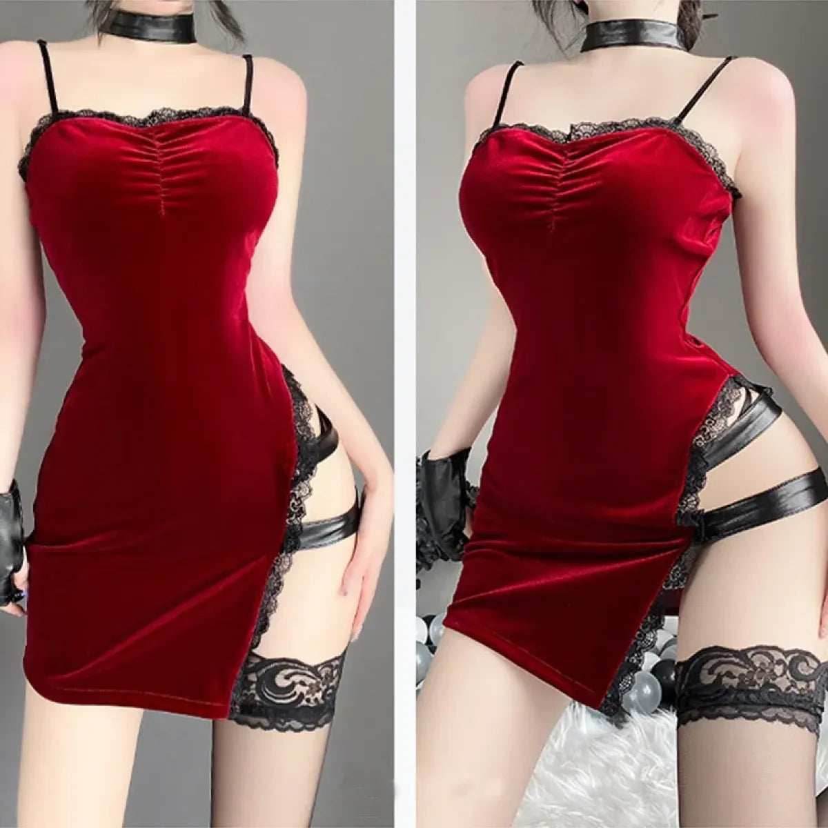 Ada Wong Resident Evil Cosplay Red Dress – Lace Cheongsam - Red / Free size