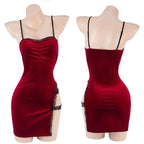 Ada Wong Resident Evil Cosplay Red Dress – Lace Cheongsam - Red / Free size