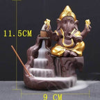 Ganesha Elephant Backflow Backflow Incense Burner - Golden