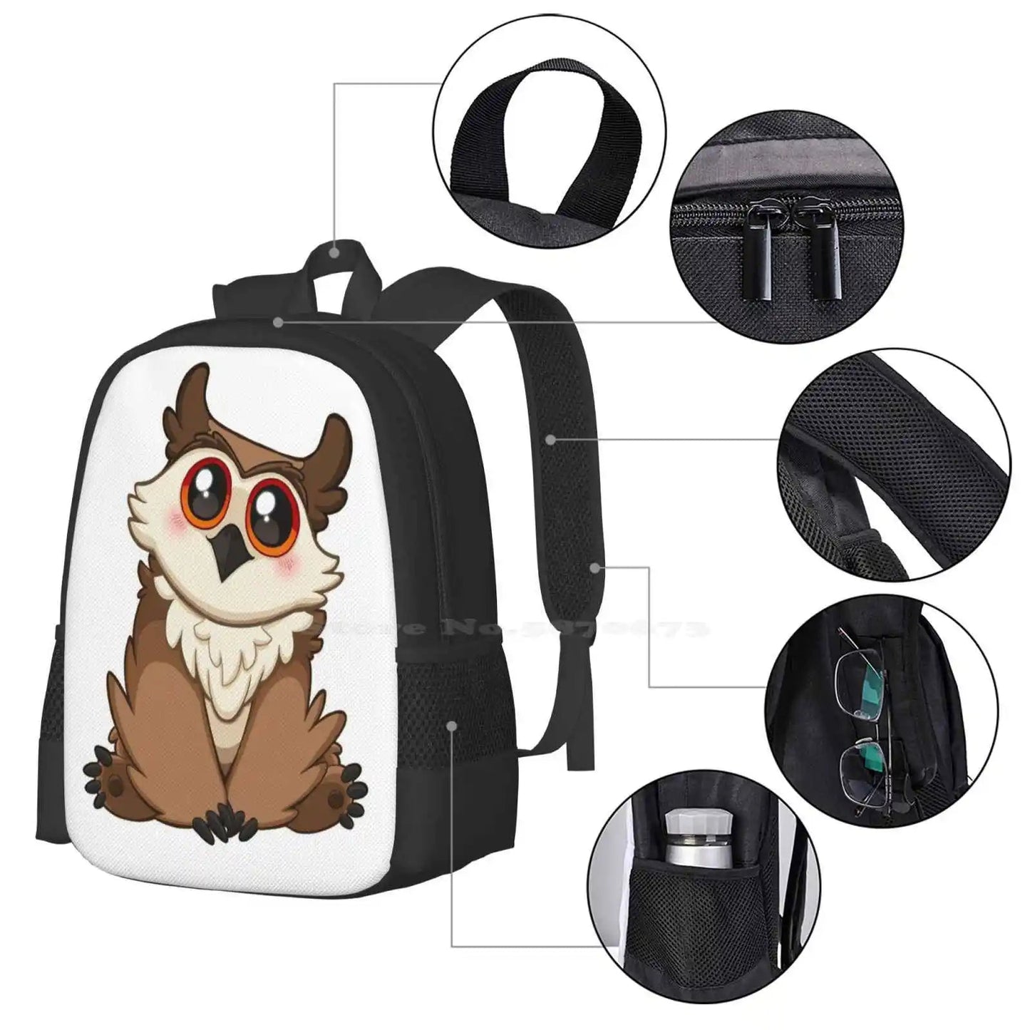 Adorable Owlbear - Cute D&D Adventures School Bags Travel Laptop Backpack Owlbear Owl Bear And Dragons Dnd Waffles Waffle Crew