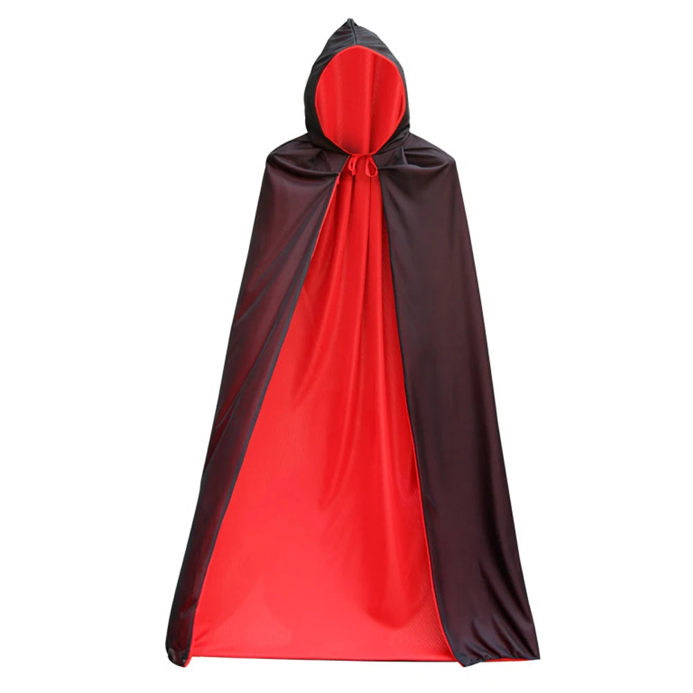 Adults Kids Halloween Cosplay Vampire Cloak Cape Red Black Double Side Wear Hooded Cloak Men Women Clothe Party Cosplay Costume