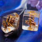Paladin (Helmet) Clear Dice w/ Golden Helmet 7-Dice Set Rpg - 