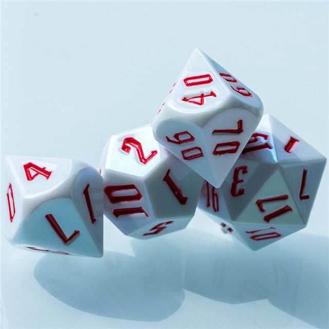 Peppermint White Colorful DND Dice (White&Red) 7-Dice - 