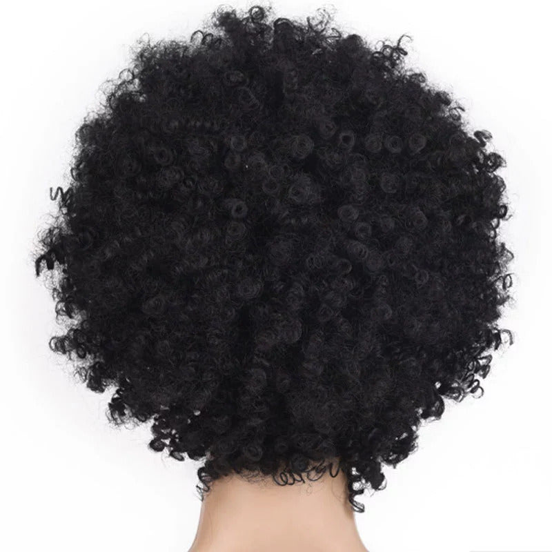 African small volume wig female short curly hair explosive head wig whole top chemical fiber head set