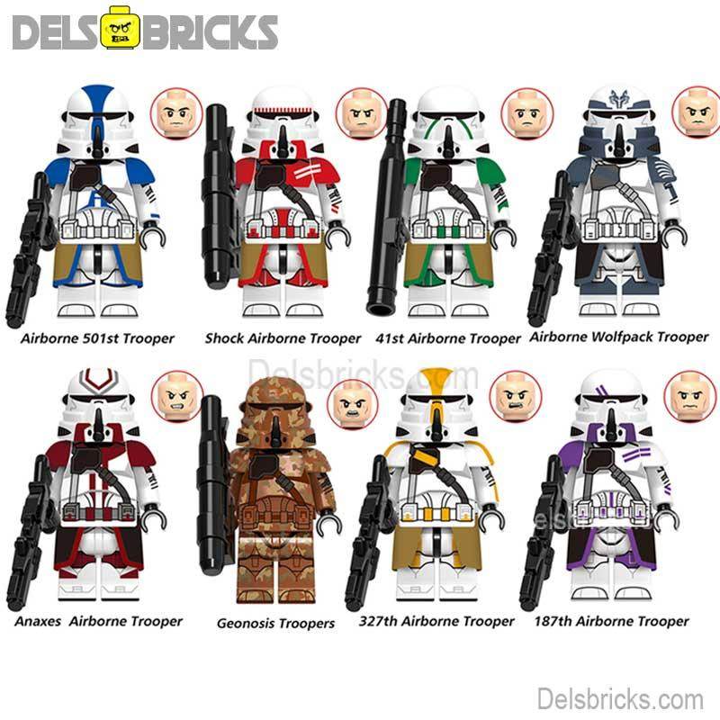 Airborne Clone troopers Set of 8 | Lego Star Wars Minifigures Custom Toys - 