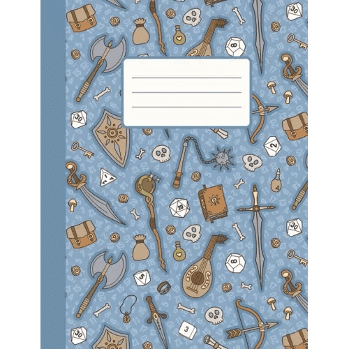 RPG Quest Composition Notebook: 100 College Ruled Pages & 20 Graph Pages with Table of Contents, Blue Cover - Paperback - 