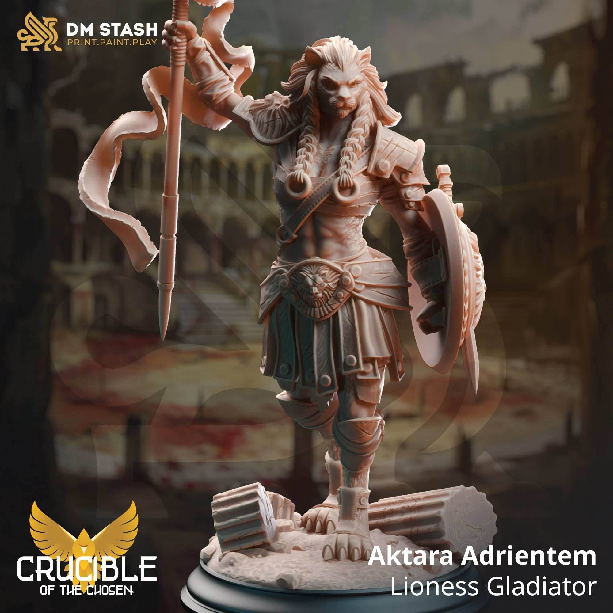 Aktara Adrientem, Lioness Gladiator (Female Leonin Fighter) - 32mm Scale