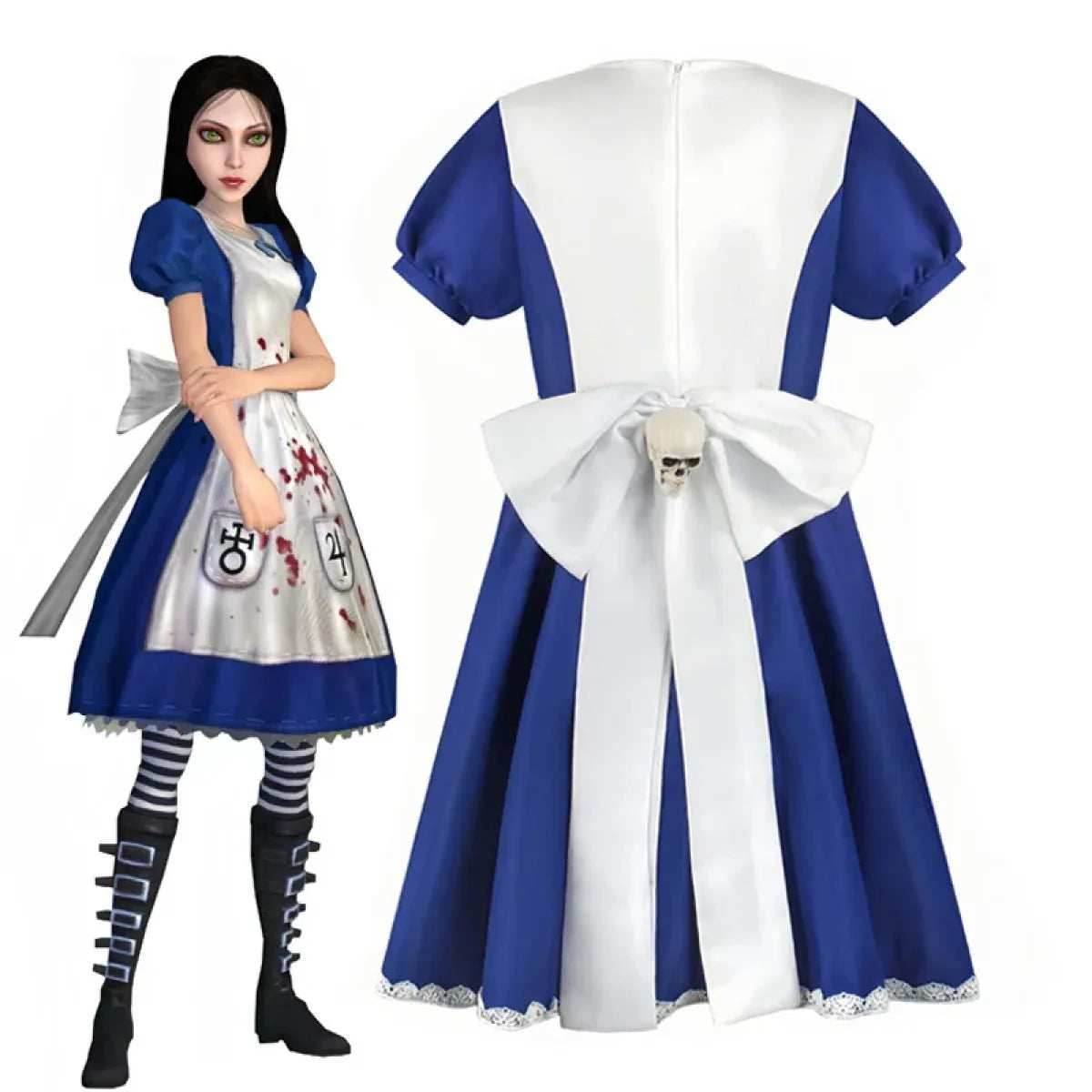 Madness Returns Alice Cosplay Costume Dress with Apron and Wig for Women - XS / Pannier Only