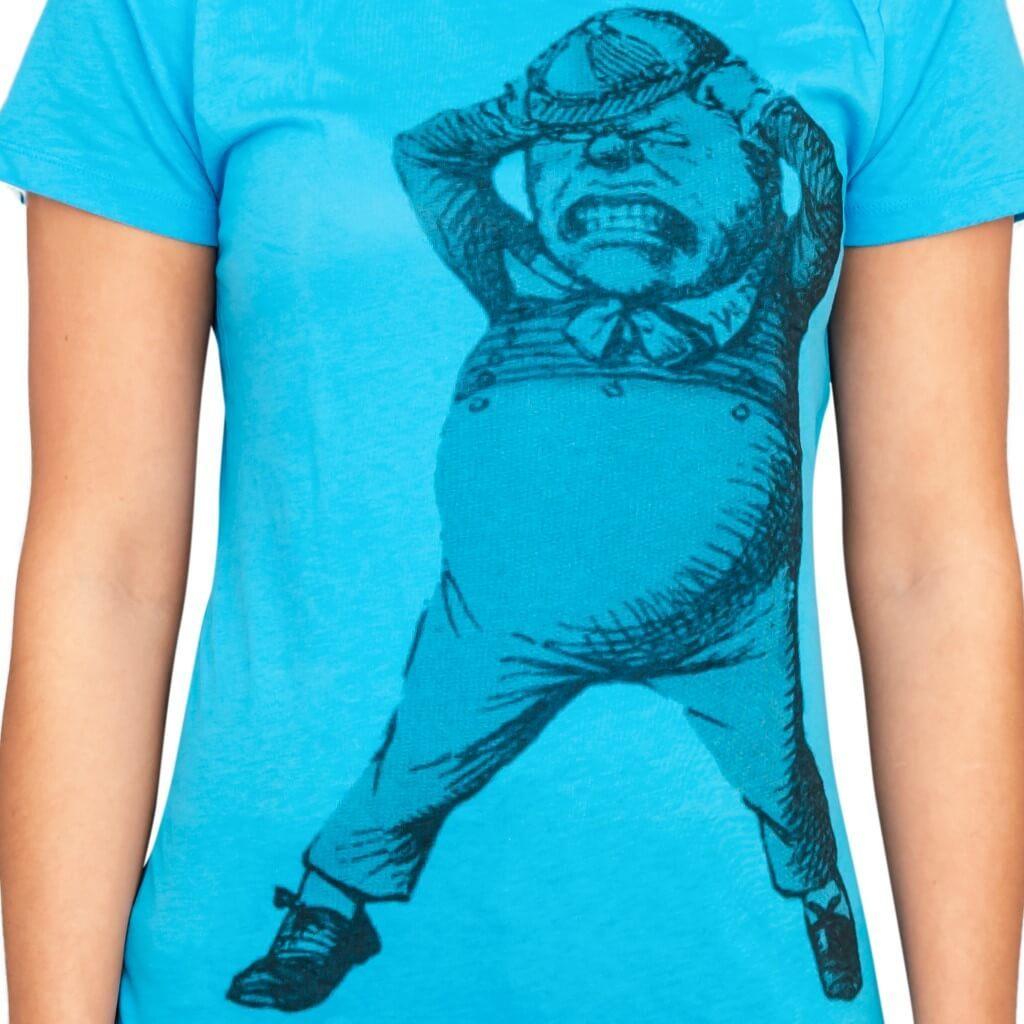 Alice In Wonderland Tweedle Dee Dum Juniors Turquoise T-shirt Tee