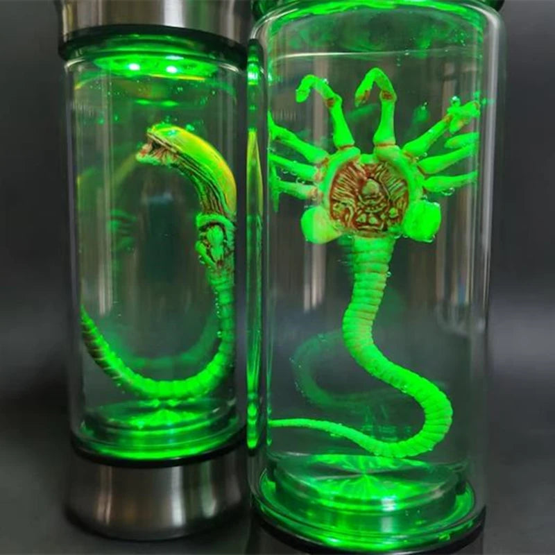 Alien Glow Jar Xenomorph Specimen Facehugger Embryo Glass Jar Movie Prop Replica Home Decor Desktop Crafts Sculpture Decoration