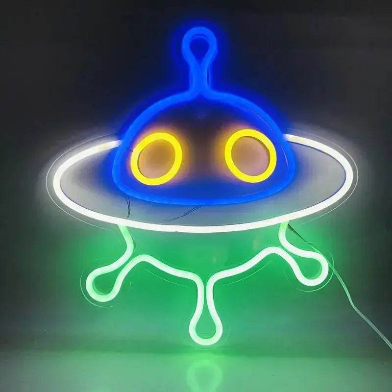 Alien Neon Light Sign Spaceship Planet - game