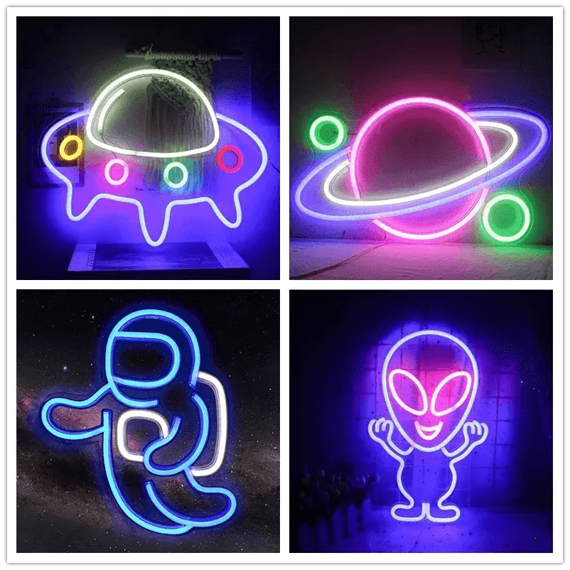 Alien Neon Light Sign Spaceship Planet - game