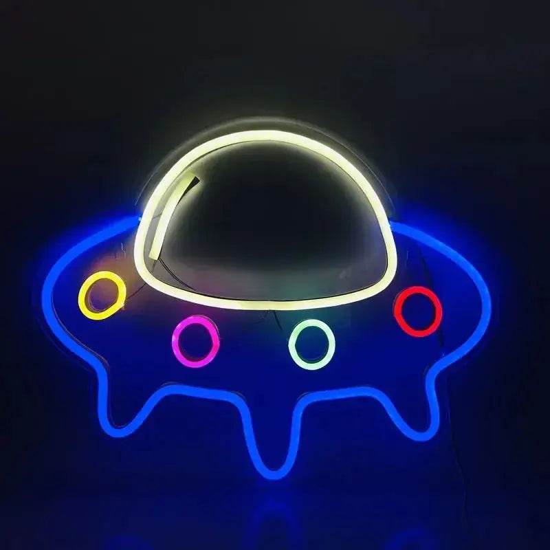 Alien Neon Light Sign Spaceship Planet - game